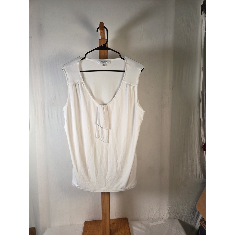 Jones Studio Separates White V-Neck Sleeveless Tie Front Blouse XL